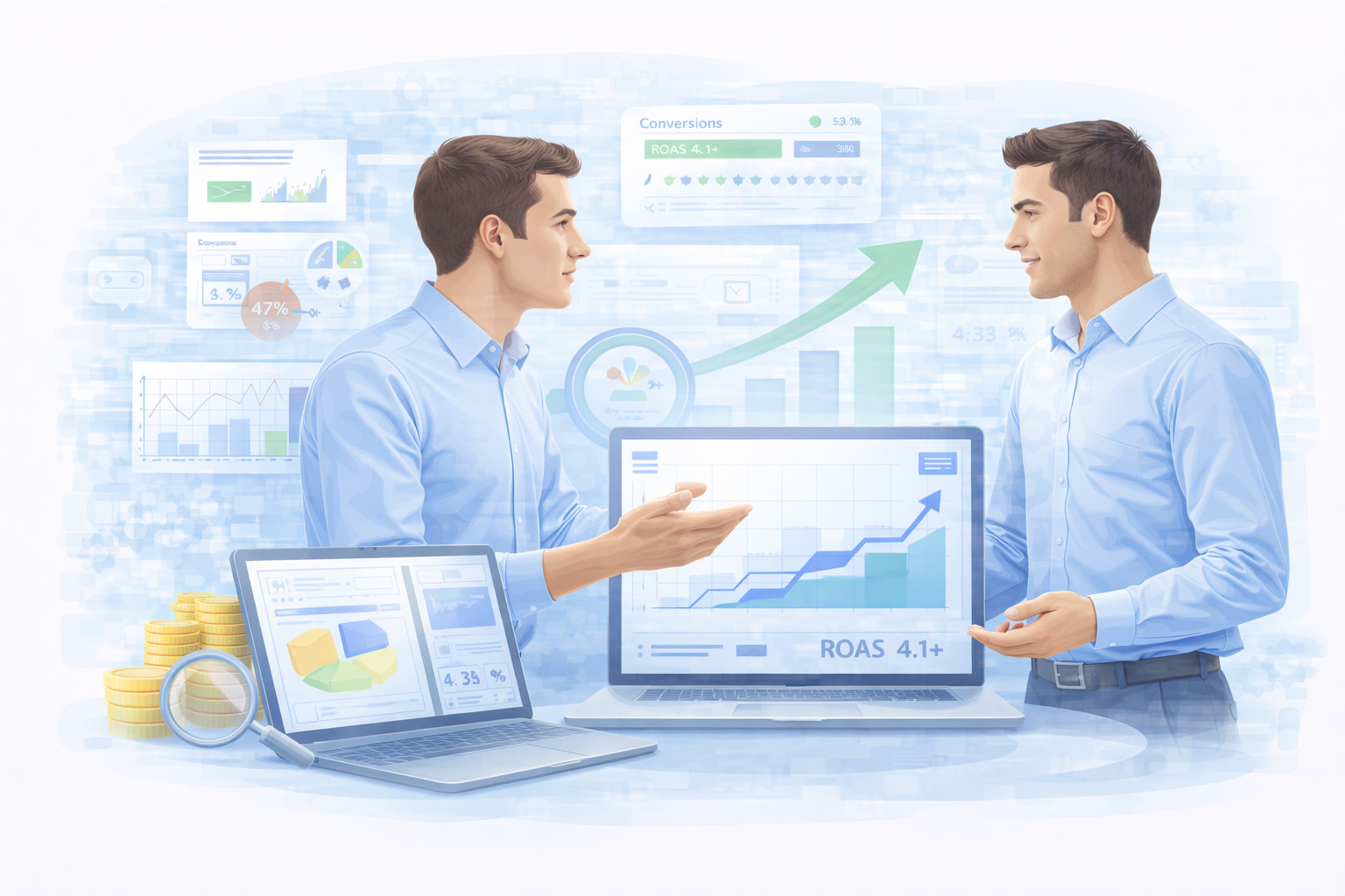 Professionele bespreking over digitale marketing